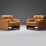 Stunning Coronado chairs in cognac leather by Afra & Tobia Scarpa - B&B Italia