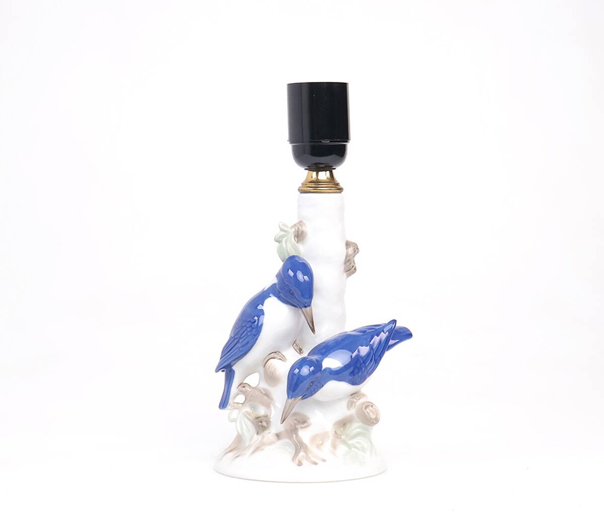 Vintage porcelain lamp base with kingfishers by Wagner & Apel