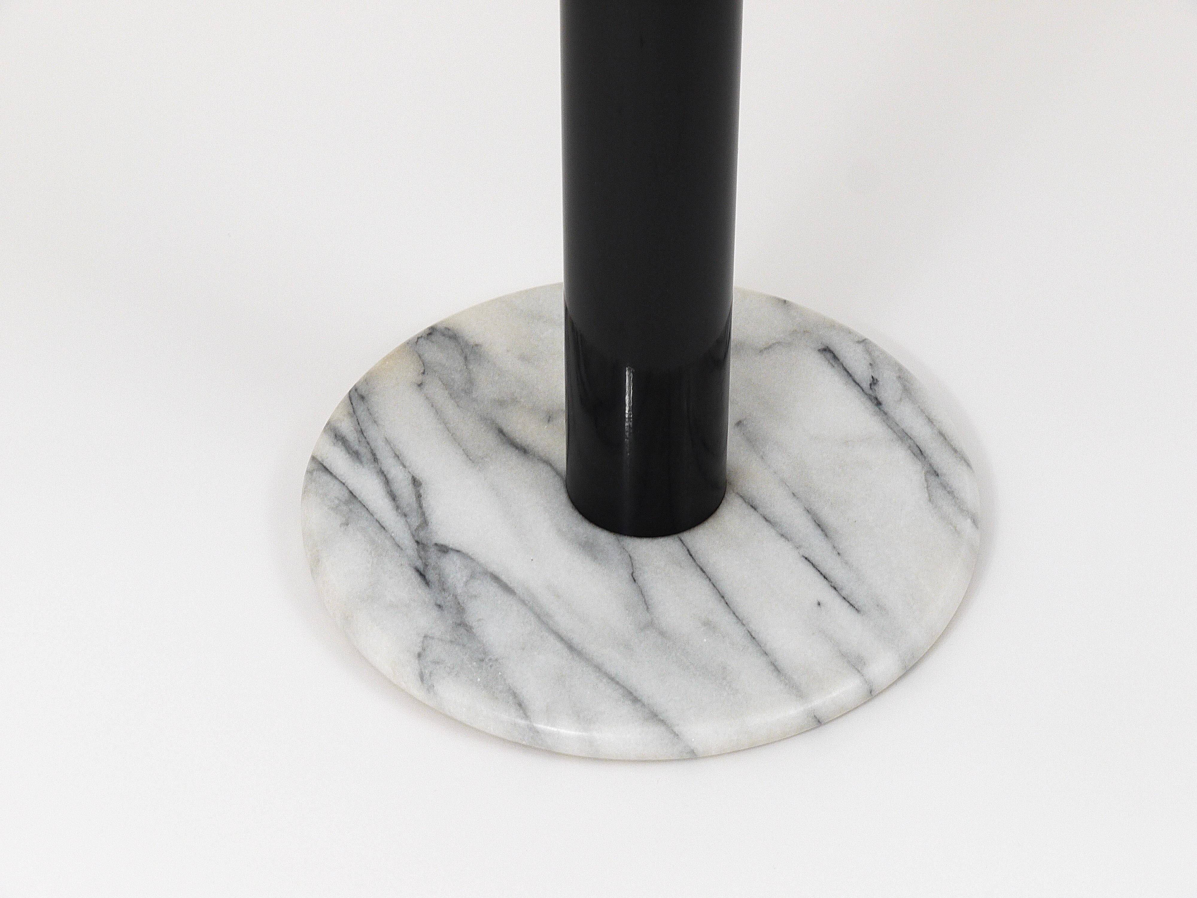 Postmodern pedestal table / plant stand in white Carrara marble, Italy, 1980s