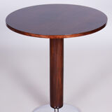 Art deco walnut chrome round table Jindrich Halabala 1930s Czechia