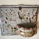 Enamelled sandstone wall flower pot
