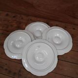 4 Assiettes à huîtres blanc cassé vintage Sarreguemines 60's