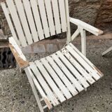 Five wooden garden armchairs