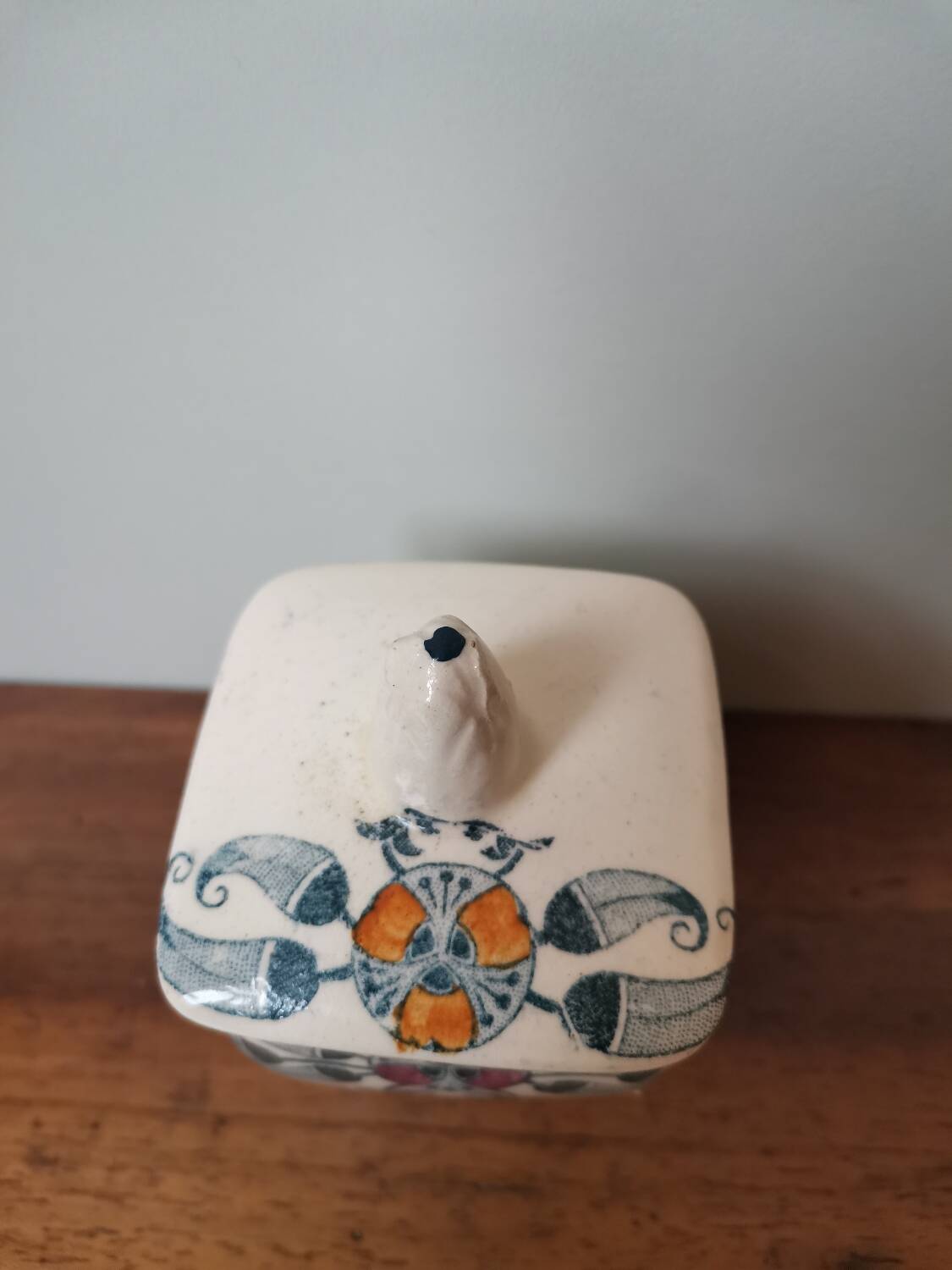 Set of 2 pot box spices tea vintage ceramic Longchamp model Mérida art nouveau