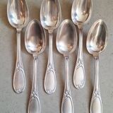Set of 6 silver plated metal soup spoons