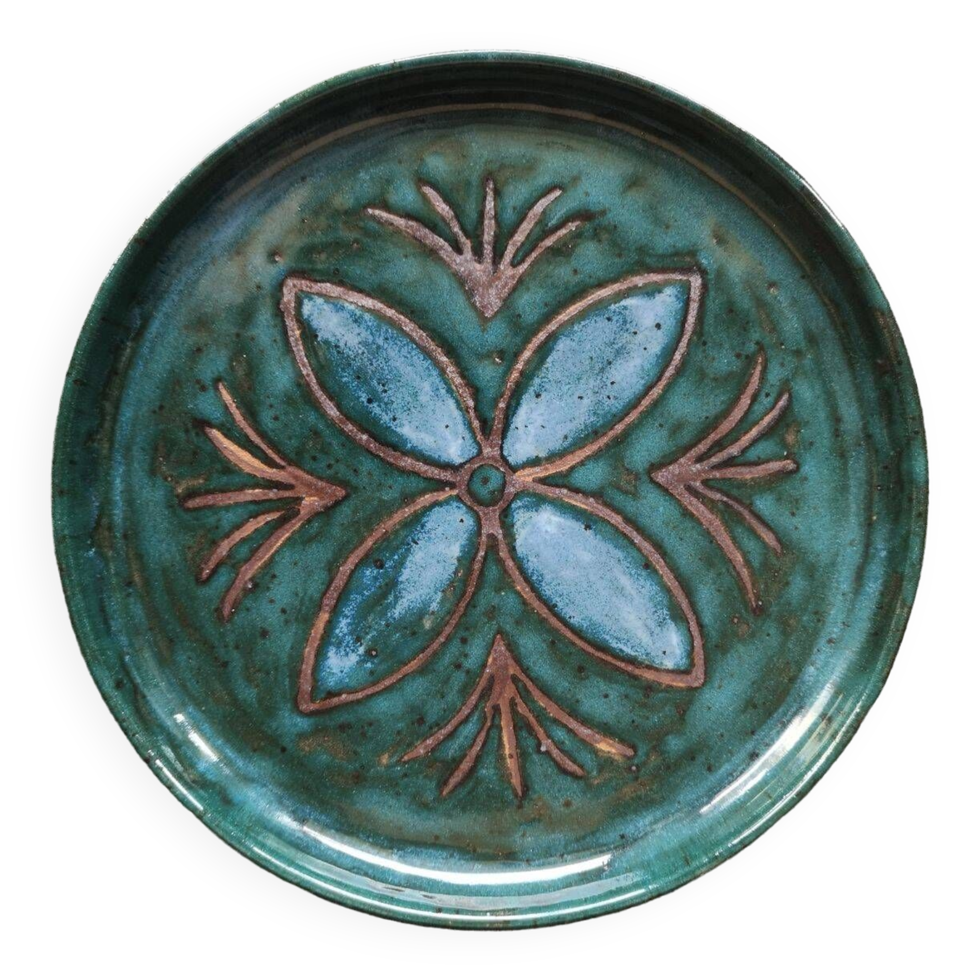 Enamelled stoneware plate - 1970s