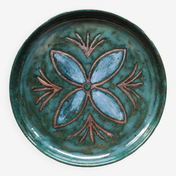 Enamelled stoneware plate - 1970s