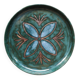 Enamelled stoneware plate - 1970s