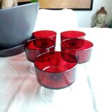 5 red vintage ice cream cups