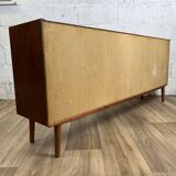 Vintage Scandinavian teak sideboard with 3 sliding doors, 1960s