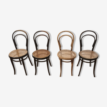 4 chaises vintage thonet estampillées avec étiquette d'origine