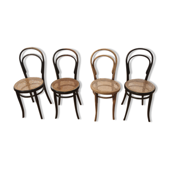 4 chaises vintage thonet estampillées avec étiquette d'origine