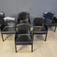Black leather Italian dining chairs, 1980s - set of 6