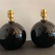 Pair of feet of black opaline art deco lamps