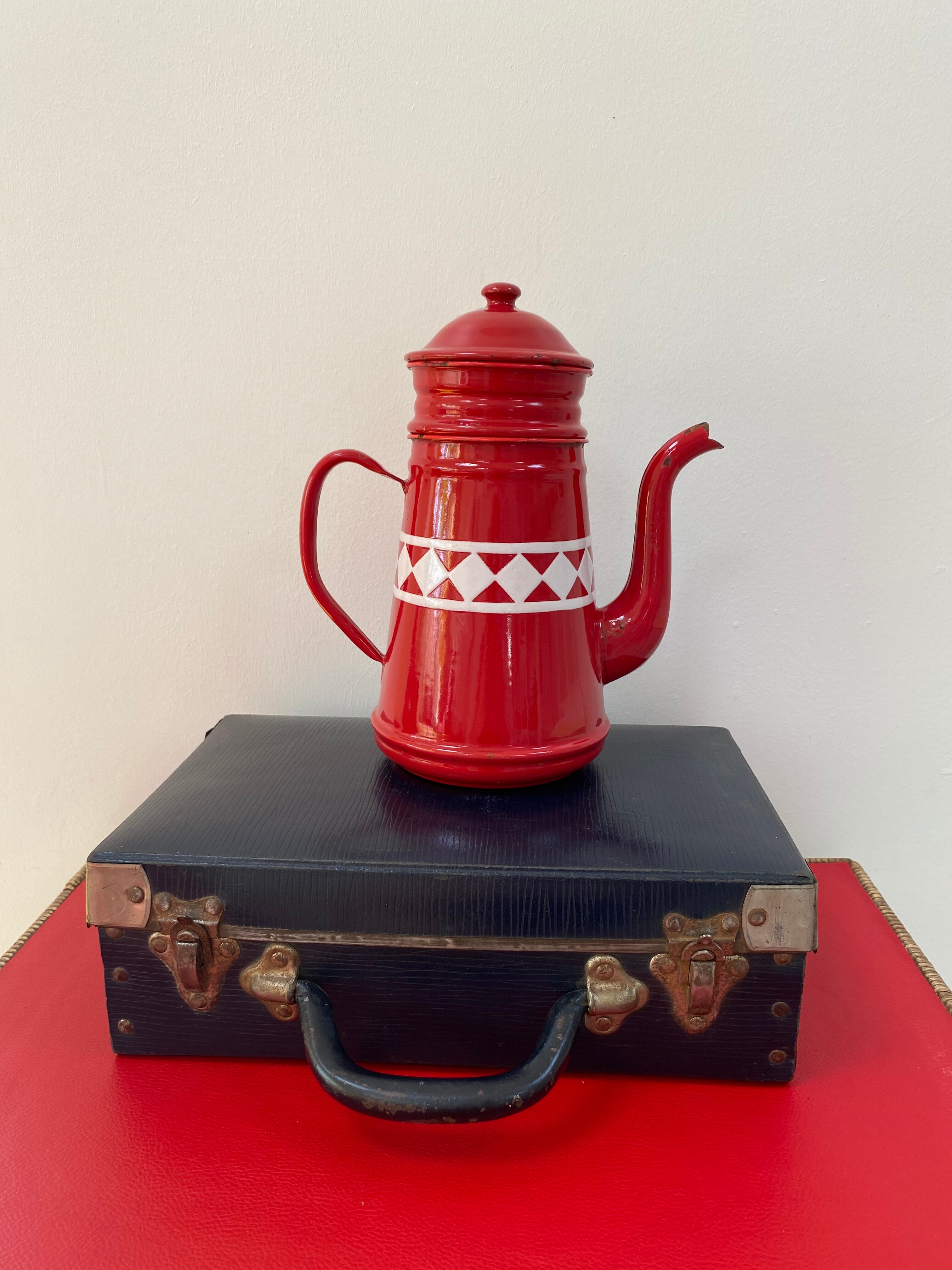 Old enamelled coffee maker from the 60s