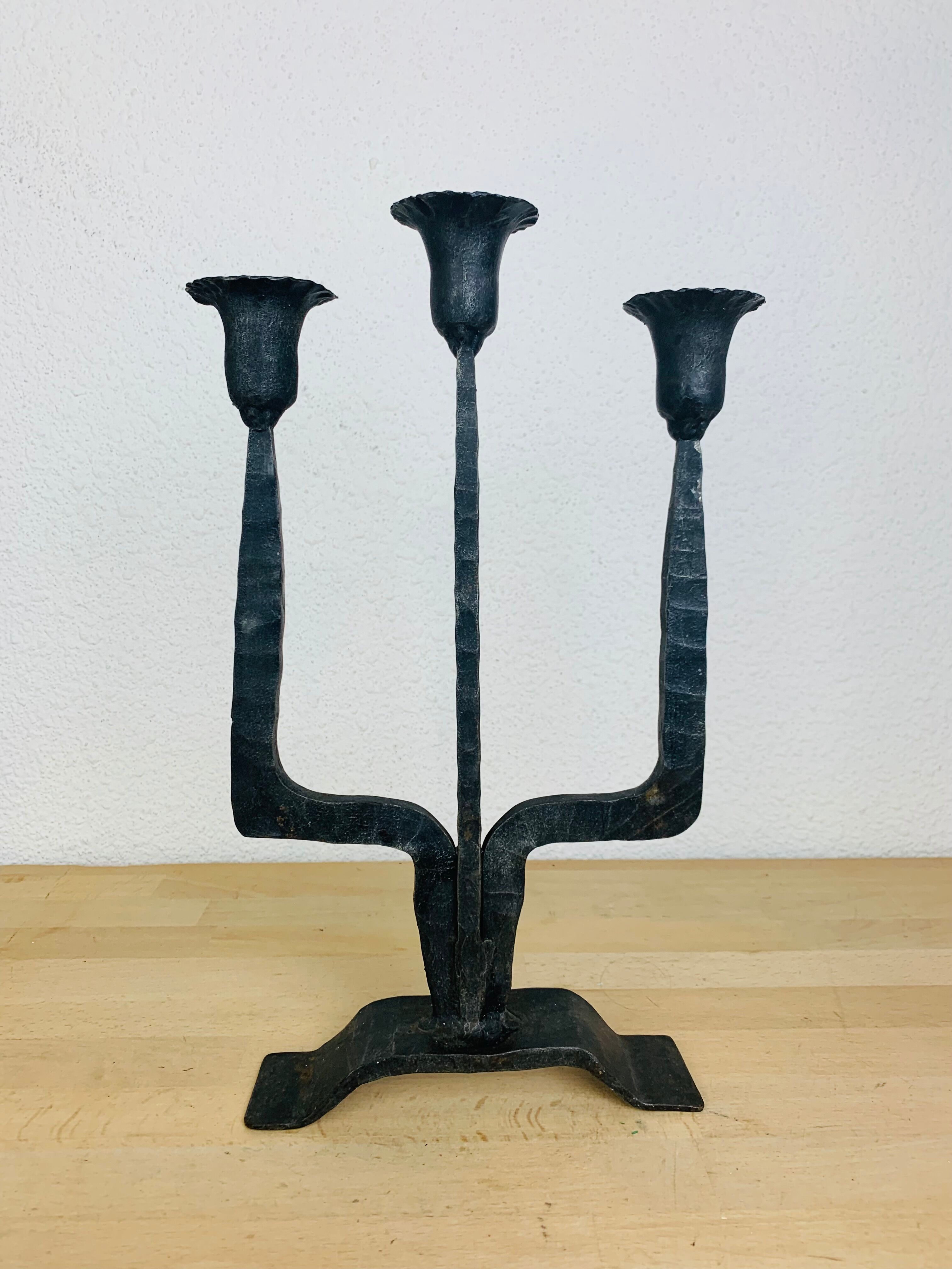 Brutalist wrought iron chandelier