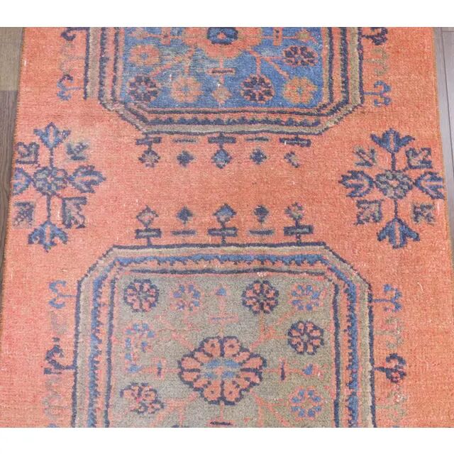 Vintage Turkish handmade wool runner  87x343