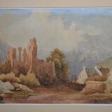 Ecole Française du début du XXème siècle  « Les ruines »  Aquarelle