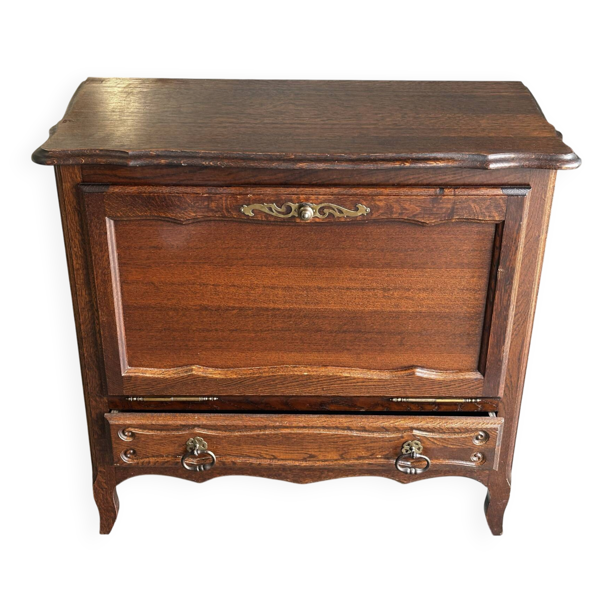 Petite commode en chêne à abattant – Mid-Century