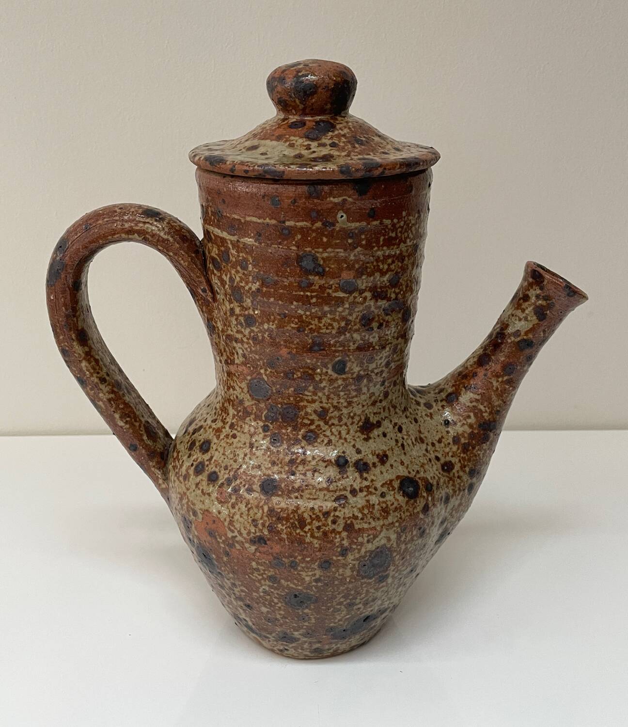 Large pyrite stoneware coffee pot, workshop work, 1970.