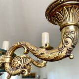 Green and gilded bronze empire chandelier with 6 lights