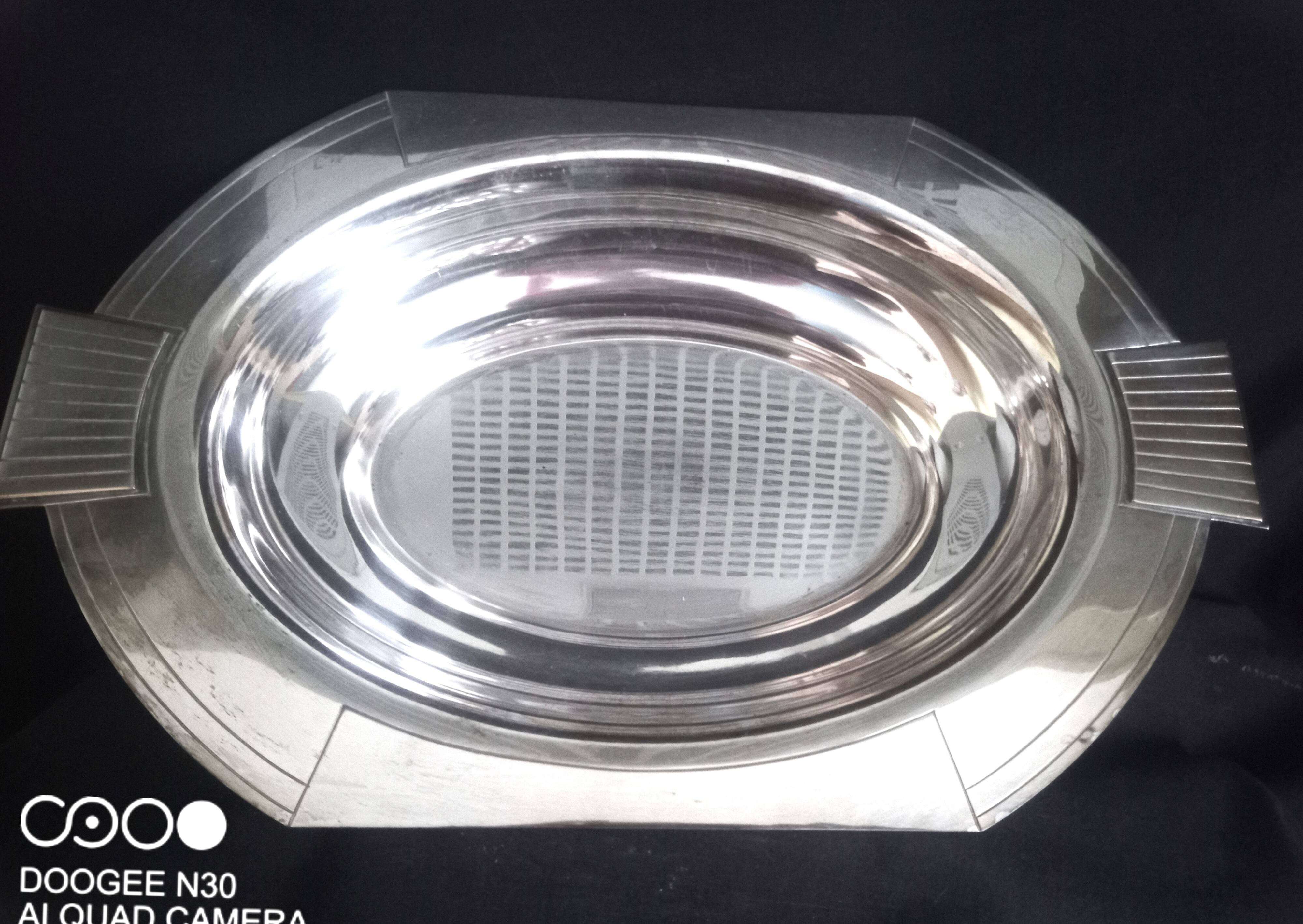 Art Deco hollow dish in silver metal, goldsmith Roux Marquiand (since 1856)
