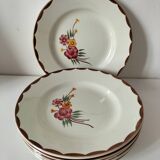 6 dessert plates HBCM Montereau model Huguette