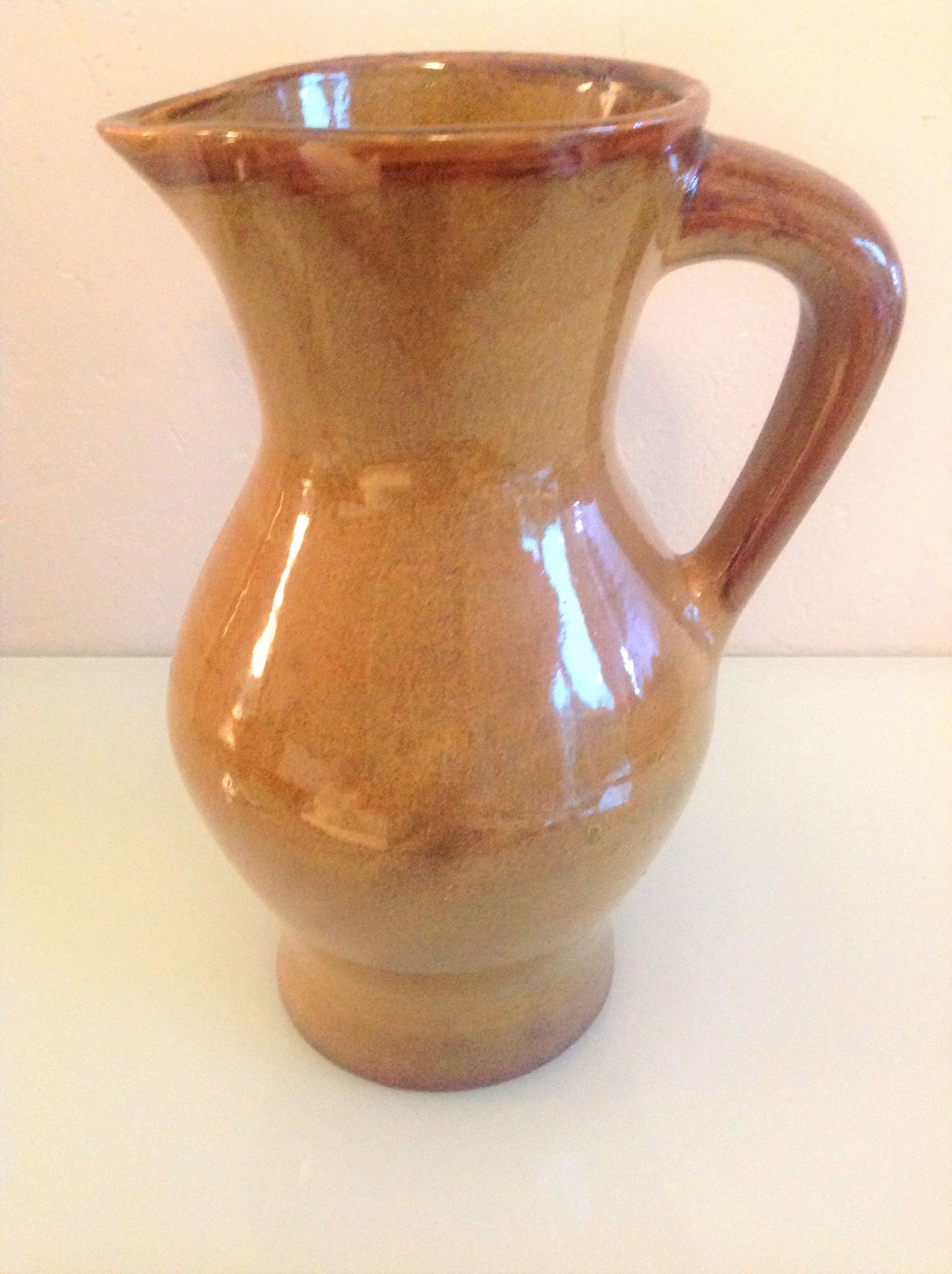 Pitcher in ochre ceramic of St Clement / vintage 60s-70s