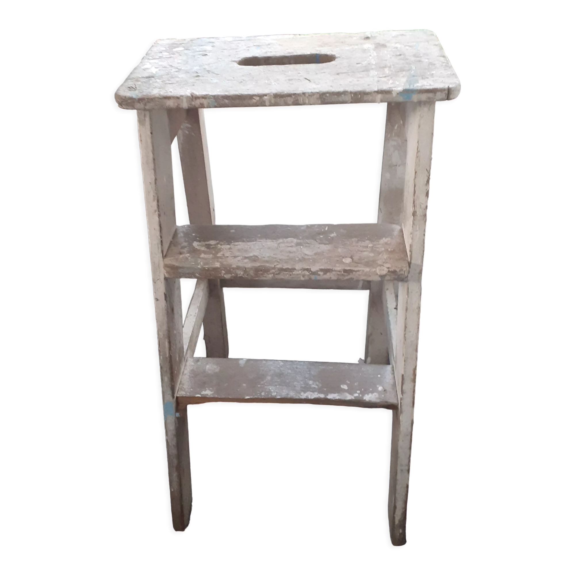 Old stepladder 3 steps in rough wood