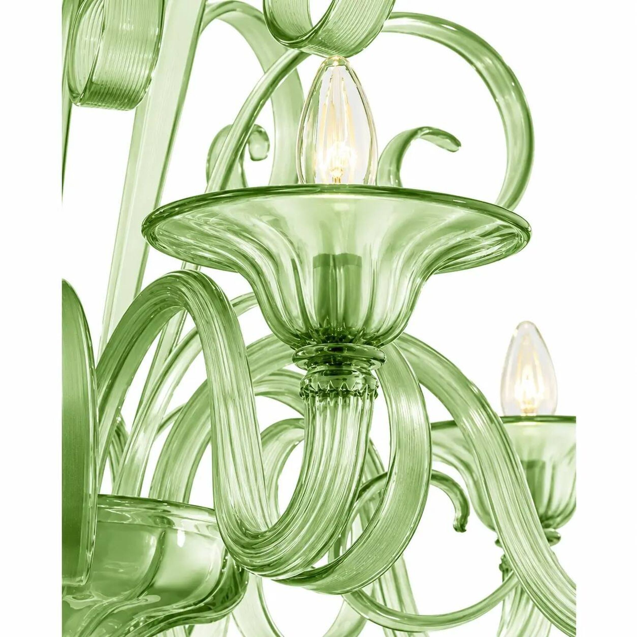 Contemporary Venetian Green Murano Glass Chandelier 8 Arms