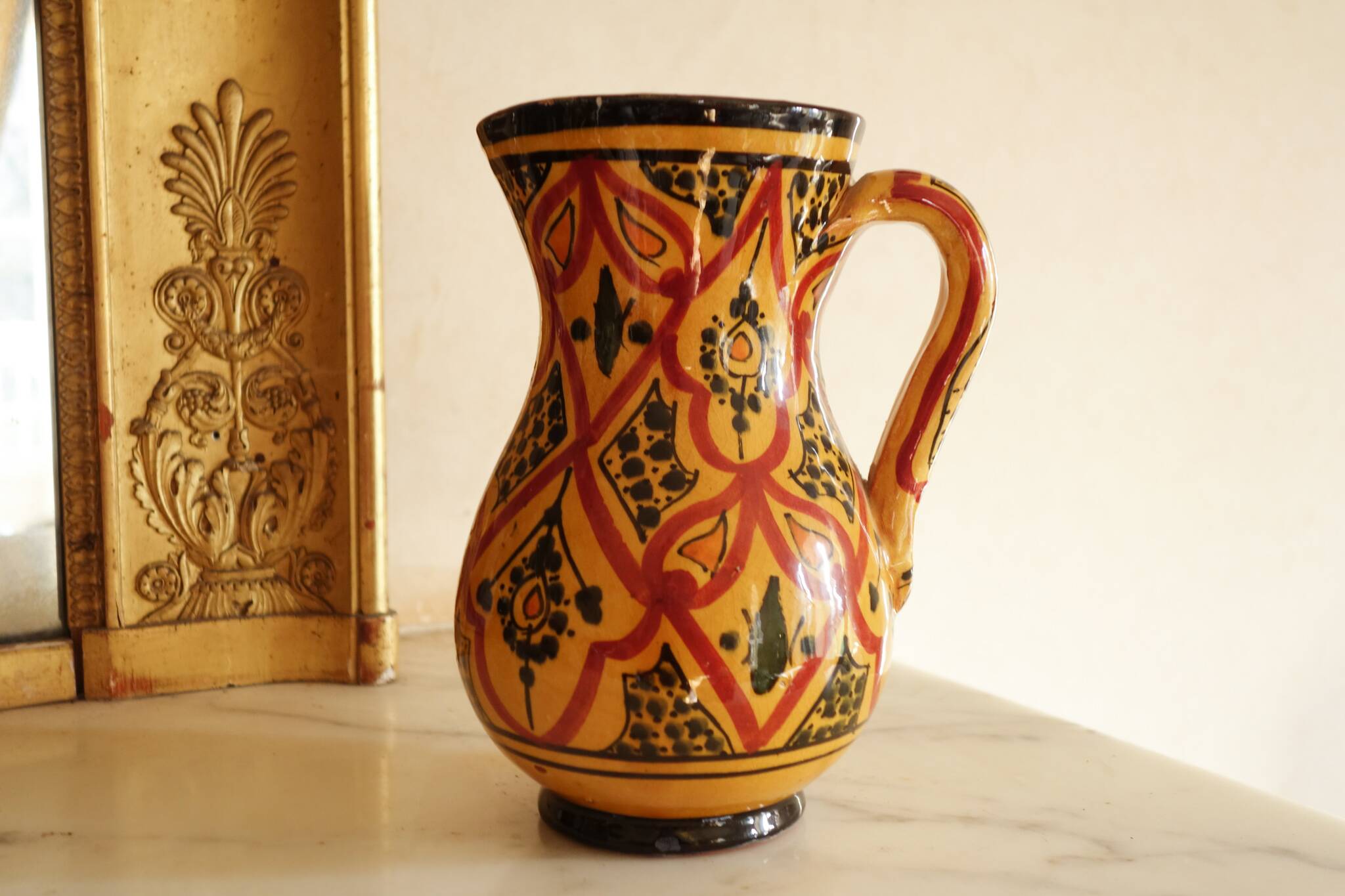 Safi Moroccan Carafe – Traditional Vintage Ceramic Pitcher
