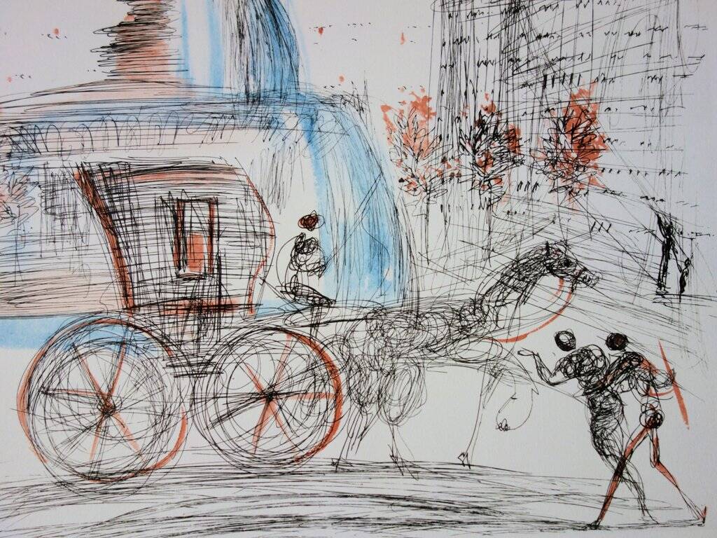 Salvador dali: new york city - plaza, signed lithograph - 1981