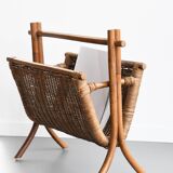 Vintage wicker and rattan magazine rack