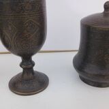 Bronze damasked covered pots Kadjar Afghanistan Persian Islamic art