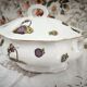 Soupière en porcelaine de Limoges décor panier d'hortensias