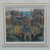 Einar Emland, Scandinavian modern painting, 1960s, Oil on Canvas, Framed
