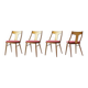 Chaises en bois et tapisserie rose, Tchécoslovaquie années 60