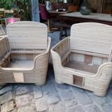 Pair of rattan armchairs