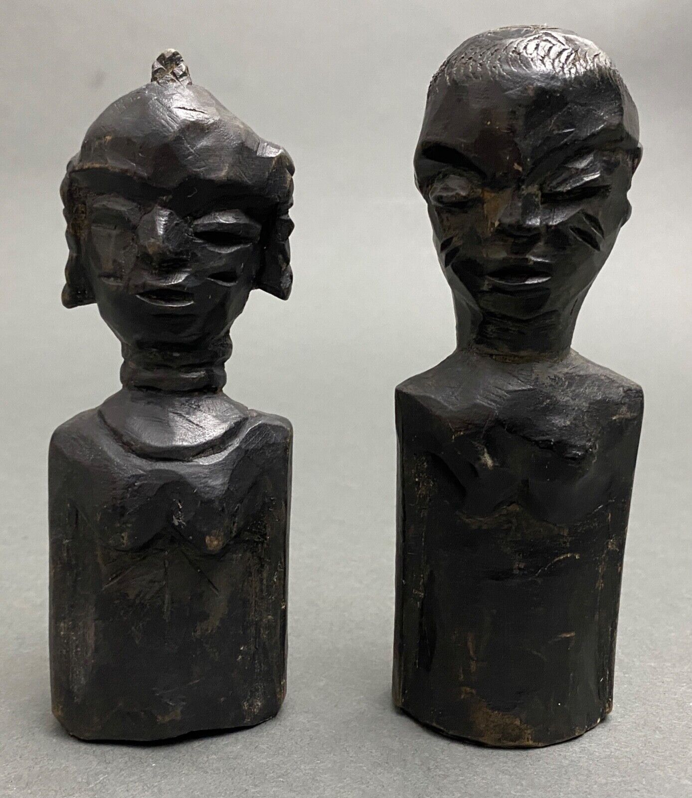 Pair of wooden statuettes sculptures of african couple 1960