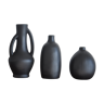 Trio of vintage black vases
