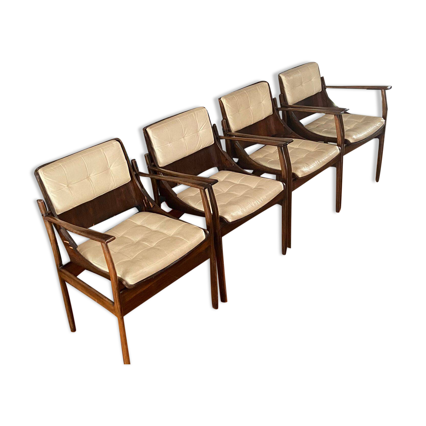 4 chairs by Jean Gillon in Bahia jacaranda (rosewood in French)