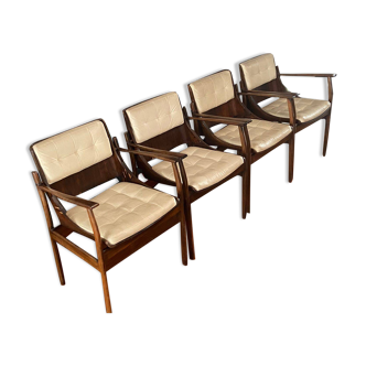 4 chairs by Jean Gillon in Bahia jacaranda (rosewood in French)