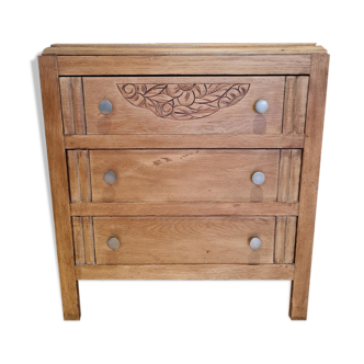 Art Deco chest of drawers in light oak
