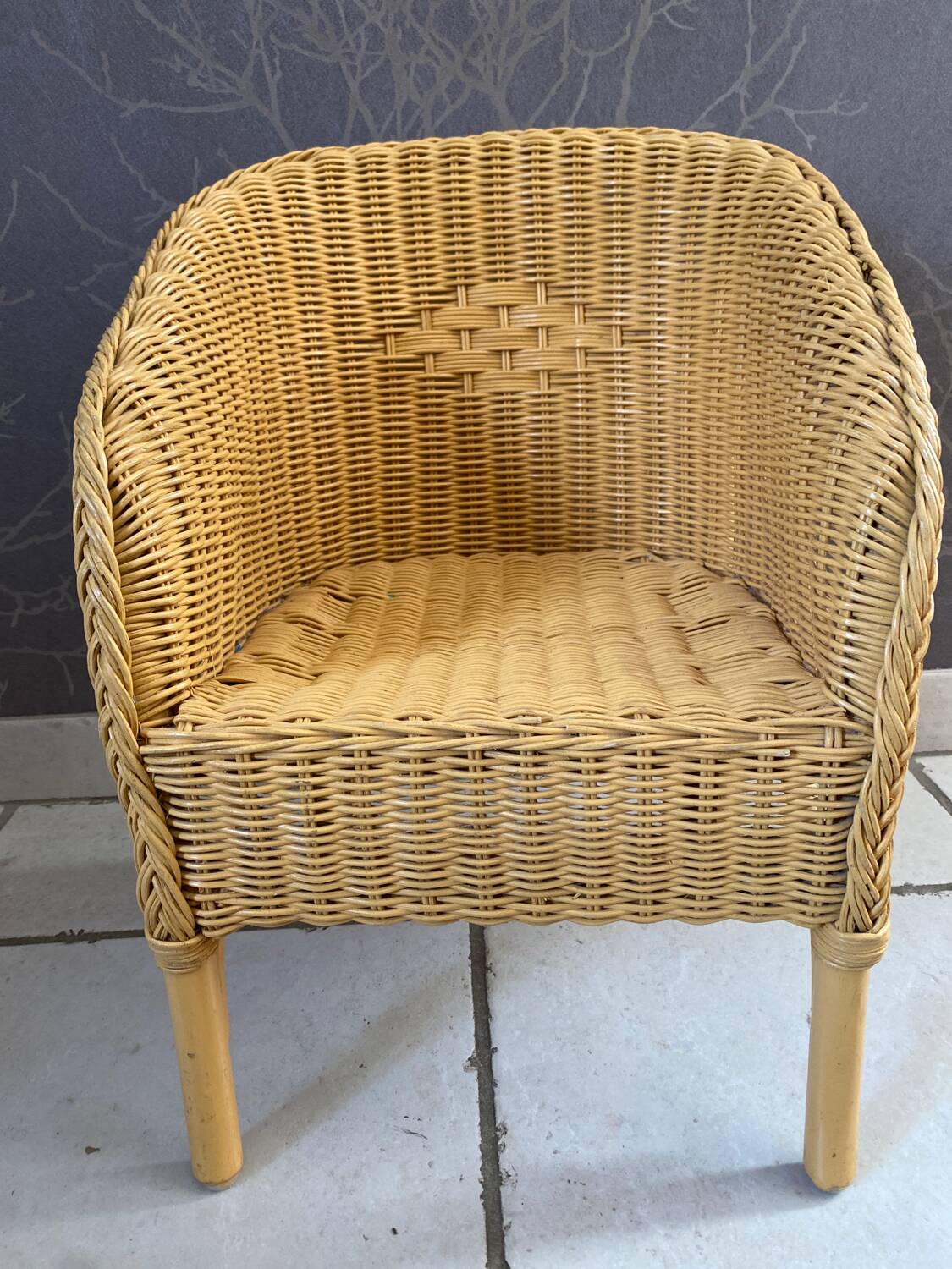 Fauteuil enfant en rotin vintage