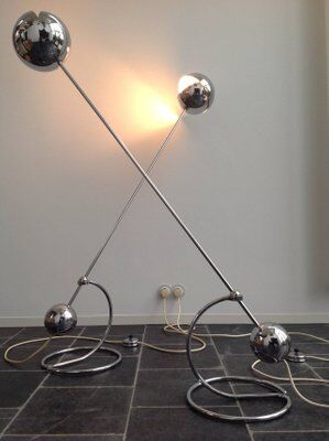 Set of 2 floor lamps 3S by Paolo Tilche, 1970s,