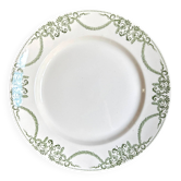 Plat rond Creil & Montereau en faïence verte, service "Napoléon"