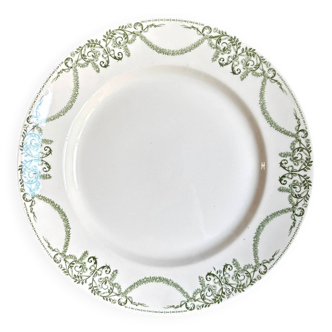 Round Creil & Montereau dish in green earthenware, "Napoleon" service
