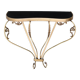 Vintage Wall Mounted Brass Console Table With Demilune Black Glass Top, Italy
