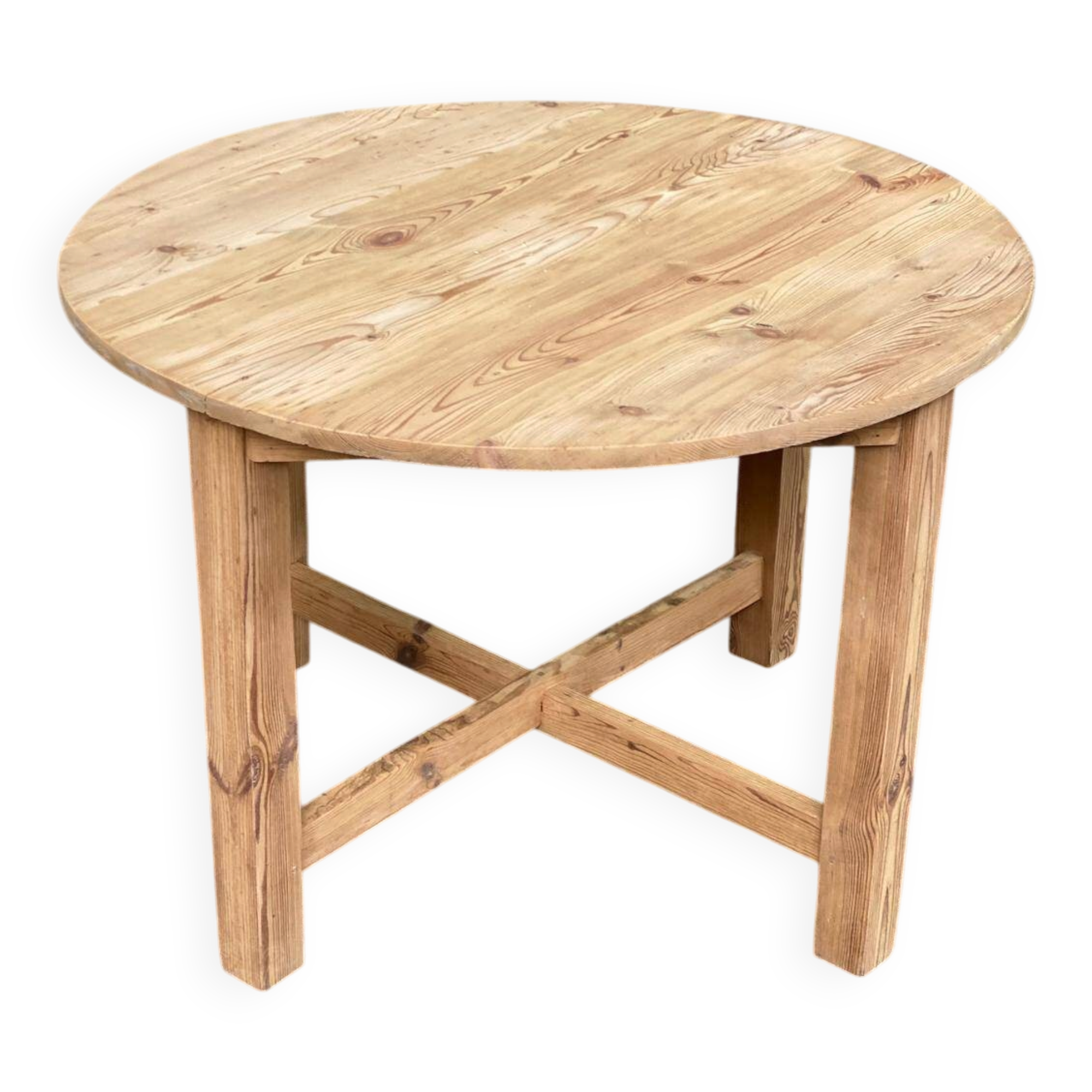 Round stripped solid pine kitchen table 98cm