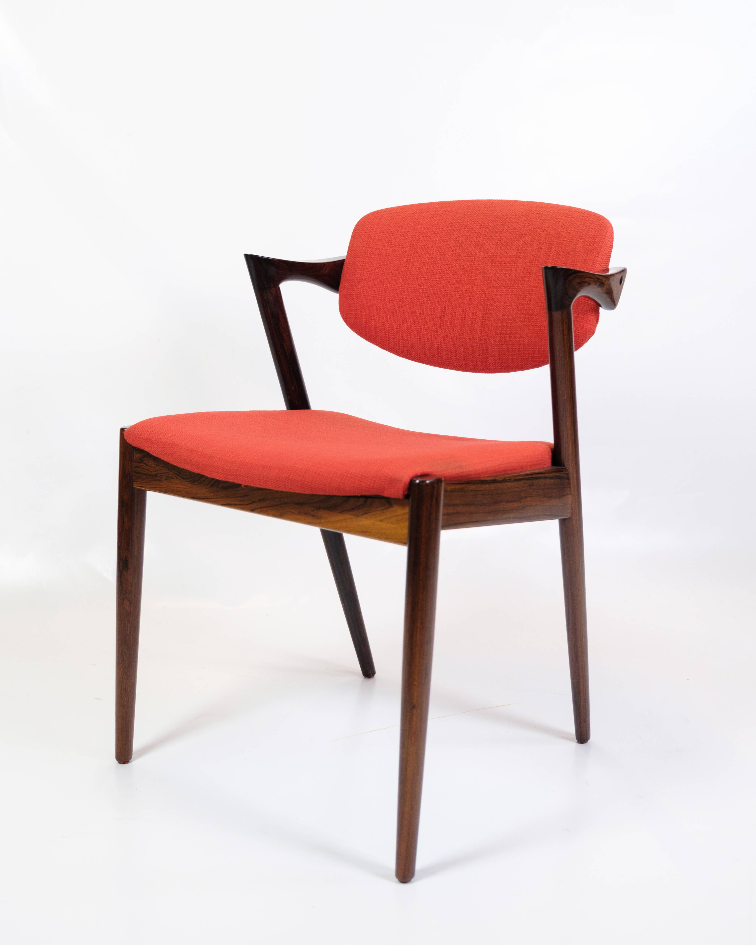 Set Of 6 Dining Chairs Model 42 Made In Rosewood By Kai Kristiansen From 1960s